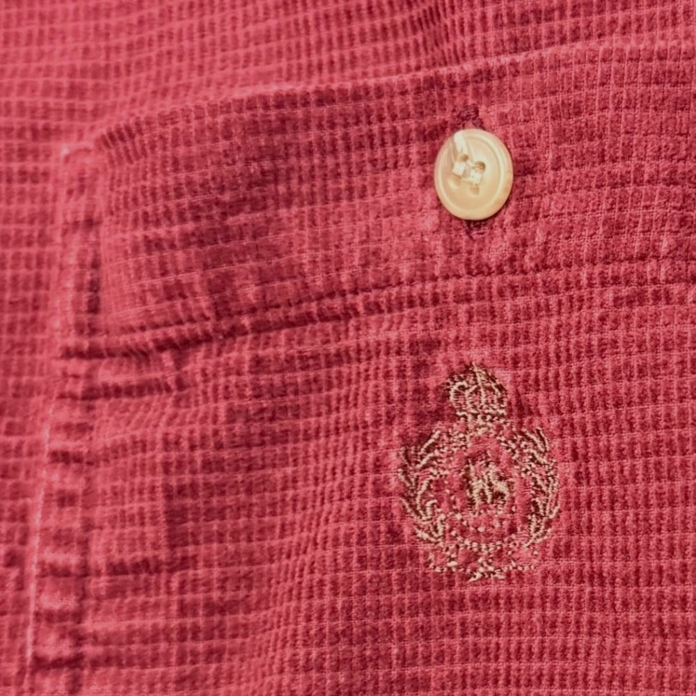 VTG Knights Of Round Table M Corduroy Shirt‎ Maroon Preppy Classic Buttoned Logo - Picture 3 of 9